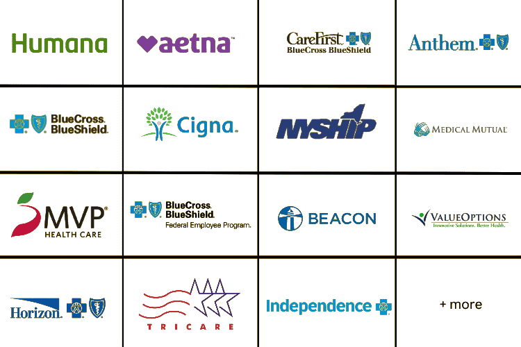 Accepted insurance carriers including Anthem, Aetna, Blue Cross Blue Shield, Cigna and more