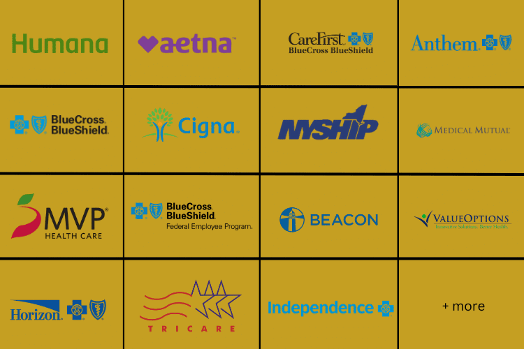 Accepted insurance carriers including Anthem, Aetna, Blue Cross Blue Shield, Cigna and more